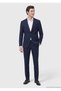 Navy Blue Striped Modern Fit Wool Blend Suit