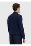 Navy Blue Polo Neck Plain Knit Sweater - 5