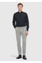 Light Green Plain Slim Fit Denim Cotton Blend Trousers