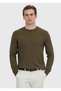 Khaki Crew Neck Plain Knit Sweater