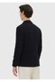 Dark Navy Plain Shirt Shoulder Slim Fit Wool Blended Knitted Jacket - 6
