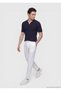 Navy Blue Polo Collar Striped Silk Blend Knitwear - 2