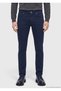 Navy Blue Woven Slim Fit Casual Cotton Blend Trousers - 4
