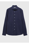 Light Navy Blue Plain Casual Fit Long Woven Casual 100% Cotton Shirt - 5