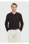 Plum Polo Neck Jacquard Wool Blend Knitwear Sweater