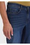 Navy Blue Straight Slim Fit Denim Cotton Blended Trousers - 3