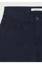 Navy Blue Woven Slim Fit Casual Cotton Blend Trousers - 7