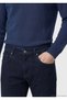 Navy Blue Slim Fit Denim Cotton Blend Trousers - 5