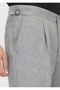 Gray Plain Woven Regular Fit Casual 100% Linen Trousers - 3