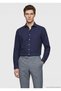 Light Navy Blue Plain Casual Fit Long Woven Casual 100% Cotton Shirt - 3