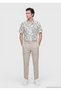 Ecru Regular Fit Short Woven Casual 100% Cotton Shirt - 2