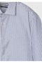 Navy Blue Striped Regular Fit Long Woven Classic 100% Cotton Shirt - 7