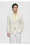 Beige Patterned Shirt Shoulder Slim Fit Cotton Blend Jacket