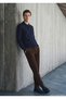 Navy Blue Polo Neck Plain Knit Wool Blended Sweater - 2