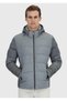 Gray Regular Fit Hooded Woven Coat