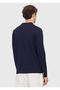 Navy Blue Polo Neck Plain Knit Sweater - 6