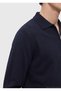 Navy Blue Polo Neck Plain Knit Wool Blended Sweater - 4