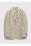 Light Yellow Shirt Shoulder Slim Fit Wool Blend Jacket - 8