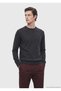 Anthracite Crew Neck Plain Knit Wool Blend Sweater