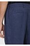 Light Navy Blue Woven Comfort Fit Casual 100% Linen Trousers - 4