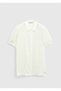 Ecru Polo Neck Jacquard Linen Blended Cardigan - 7