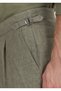 Khaki Plain Woven Regular Fit Casual 100% Linen Trousers - 3