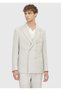 Beige Striped Zeroweight Slim Fit Cotton Blend Suit - 3