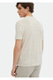 Beige Striped Crew Neck 100% Linen T-Shirt - 4