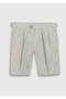 Mink Plain Woven Carrot Fit Casual 100% Linen Bermuda - 6
