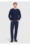 Navy Blue Crew Neck Plain Knit 100% Cashmere Sweater - 2