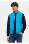 Turquoise Regular Fit High Collar Woven Sports Vest