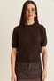 Women's Bitter Brown Crew Neck Sequin Detailed Gilded Short Sleeve Basic Knitwear Blouse 4818 60283581 - 2