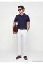 Navy Blue Polo Collar Plain Knit Knitwear - 2