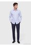 Blue Striped Regular Fit Long Woven Classic 100% Cotton Shirt - 4