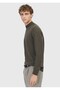 Khaki Bato Collar Plain Knitted Wool Blended Sweater - 3