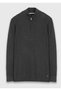 Anthracite Bato Collar Plain Knitted Wool Blended Sweater - 7