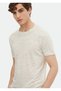 Beige Striped Crew Neck 100% Linen T-Shirt - 3