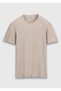 Beige Plain 100% Cotton T-Shirt - 5