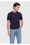 Navy Blue Jacquard 100% Cotton T-Shirt - 3