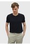 Cotton Blended Black T-Shirt - Plain V-Neck