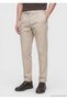 Beige Plain Woven Jogging Fit Casual Silk Blend Trousers - 3