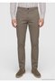Khaki Plain Weave Straight Fit Casual Cotton Blend Trousers - 2