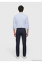 Navy Blue Woven Slim Fit Casual Cotton Blend Trousers - 5