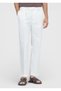 White Plain Weave Relaxed Fit Casual Cotton Blend Trousers - 2
