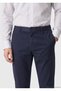 Navy Blue Plain Weave Jogging Fit Casual Pants - 4