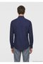 Light Navy Blue Plain Casual Fit Long Woven Casual 100% Cotton Shirt - 4