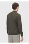 Khaki Bato Collar Plain Knitted Wool Blended Sweater - 5
