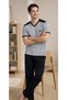 Men's V-Neck Short Sleeve Pajama Set – Stylish Design Comfortable Loungewear Set 18-88 - 3