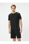 Sports T-Shirt with Stitching Detail Crew Neck Short Sleeve - 3