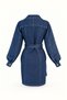 Double-Breasted Collar, Buttoned Belt Detail, Navy Blue Denim Dress - 3